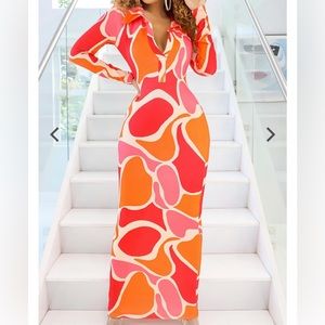 Multi-Color Bright Fitted Maxi Size M